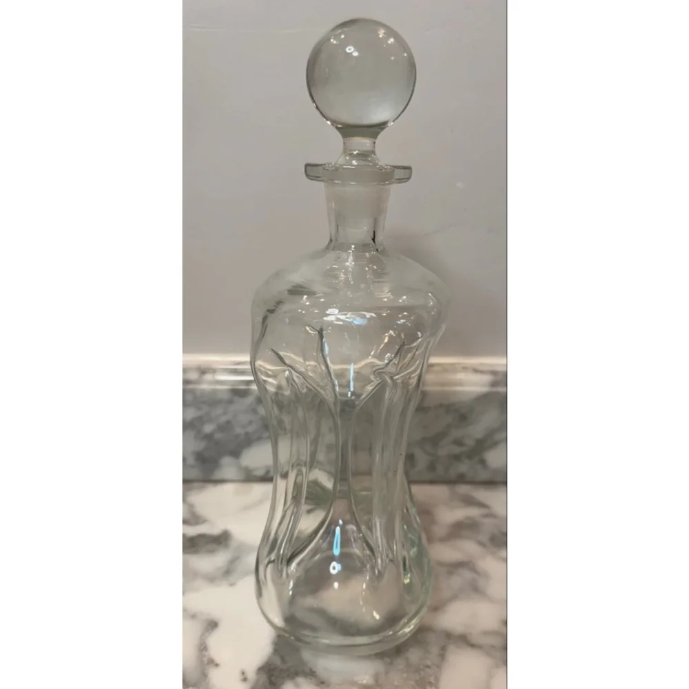 Vintage Danish Modern Glass Decanter Kluk Kluk Style Holmegaard Style MCM